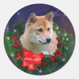 Adesivo Presentes de Natal Shiba Inu