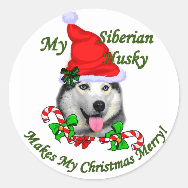 Adesivo Presentes de Natal Siberianos Husky (Frente)