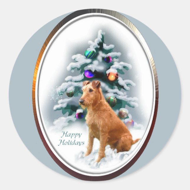 Adesivo Presentes de Natal Terrier irlandeses (Frente)
