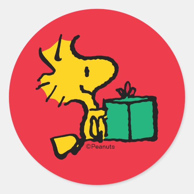 Adesivo Presentes de Natal | Woodstock Peanuts (Frente)