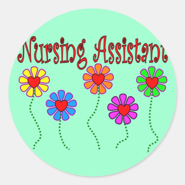 Adesivo Presentes do Assistente de Enfermagem—Design Flora (Frente)