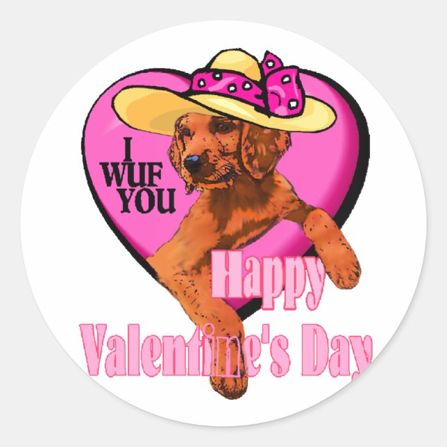 Adesivo Presentes do Dia de os namorados Setter Irlandês (Frente)