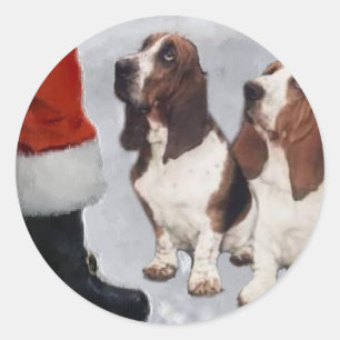 Adesivo Presentes do Natal de Basset Hound