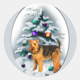 Adesivo Presentes do Natal de galês Terrier