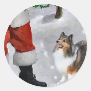 Adesivo Presentes do Natal de Sheltie do Sheepdog de