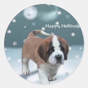 Adesivo Presentes do Natal do filhote de cachorro de St