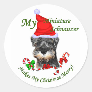 Adesivo Presentes do Natal do Schnauzer diminuto