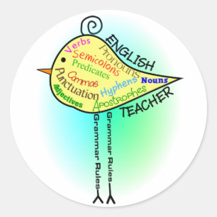 Adesivo Presentes do professor inglês "Grammar Bird"