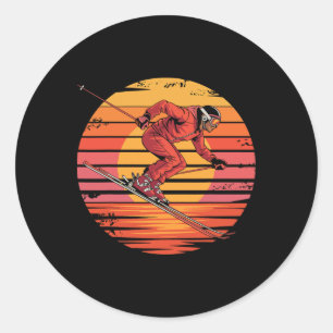 Adesivo Presentes Esportes Pôr do Sol Vintage Esqui Downhi