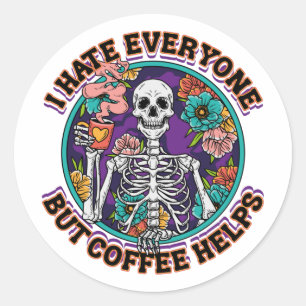 Adesivo Presentes para Amantes de Café Eu Odeio Todo Mundo