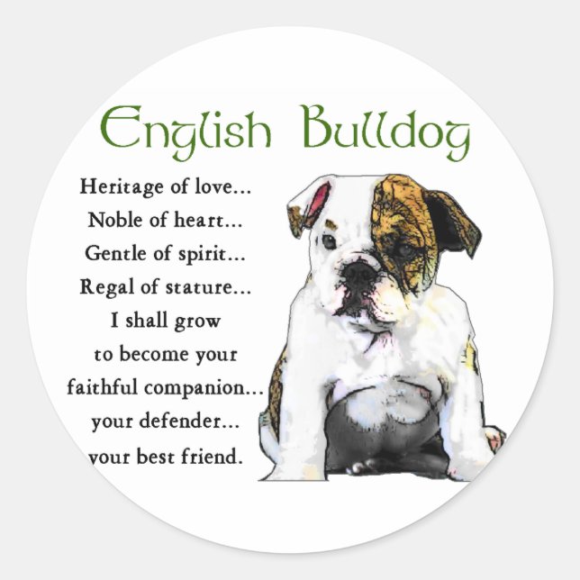 Adesivo Presentes para Bulldog Inglês (Frente)