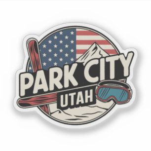 Adesivo Presentes Vintage Retro Park City Utah Montanha