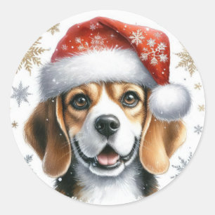 Adesivo Presépio de Cachorro com Chapéu de Papai Noel para
