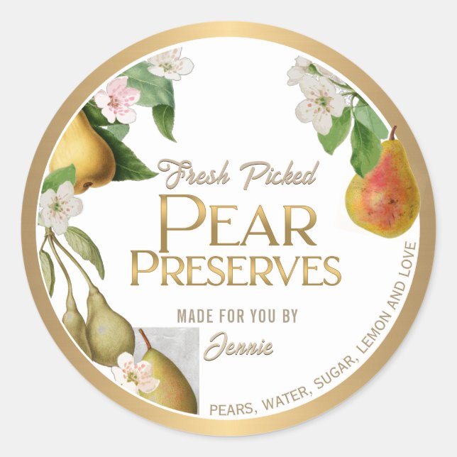 Adesivo Preservação Clássica de Pear Pear Marcado com Bord (Frente)