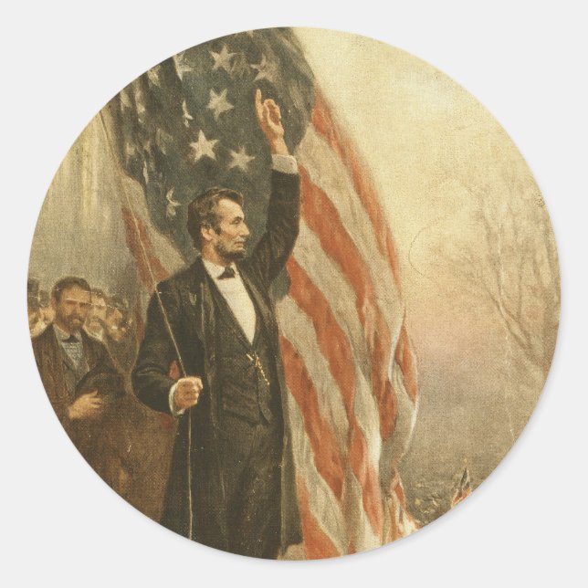 Adesivo Presidente Abraham Lincoln Sob Bandeira Americana (Frente)
