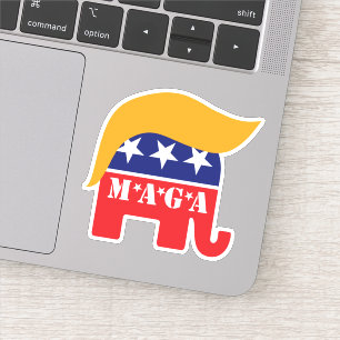 Adesivo Presidente Trump 2024 GOP Elefante Cabelo MAGA