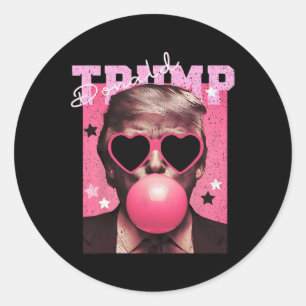 Adesivo Presidente Trump Soprando Chiclete Engraçado Rosa