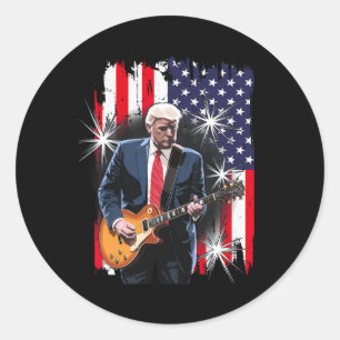 Adesivo Presidente Trump Tocando Violão Conosco Flag Ckgro