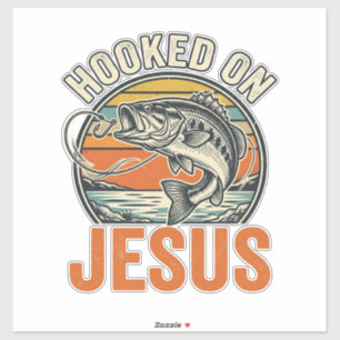 Adesivo Preso a Jesus Fé em Pesca de Bass Vintage
