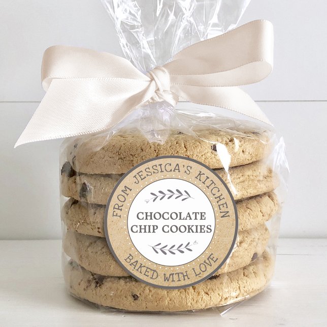 Adesivo Presunto Caseiro Feito Com Amor Presente de Panifi (Rustic Baked With Love Baking Gift Classic Round Sticker)