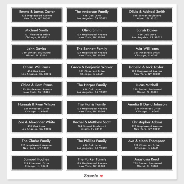 Adesivo Preto 27 Nomes de Convidado Personalizados Etiquet (Folha)