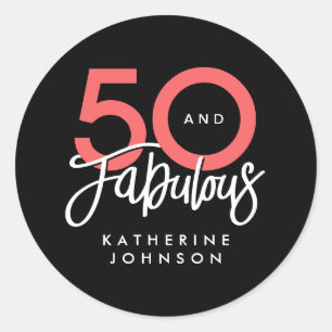 Adesivo Preto 50 e Fabuloso Aniversário de 50 anos Elegant