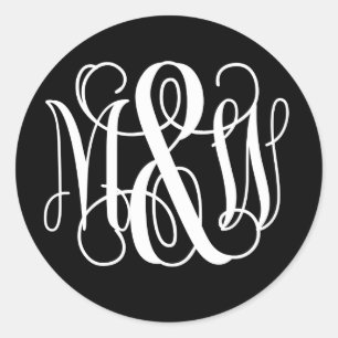Adesivo Preto Branco B&G Vinha Script Monograma DIY BG