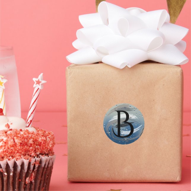 Adesivo Preto, branco e Cinza Brushstrokes B Monograma (Festa)