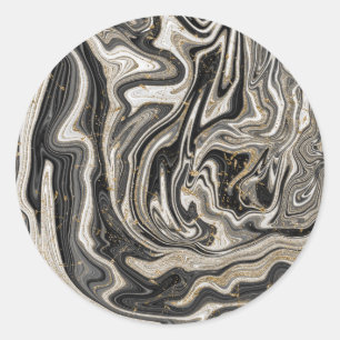 Adesivo Preto Branco e Dourado Chic Swirl Moderno Casament