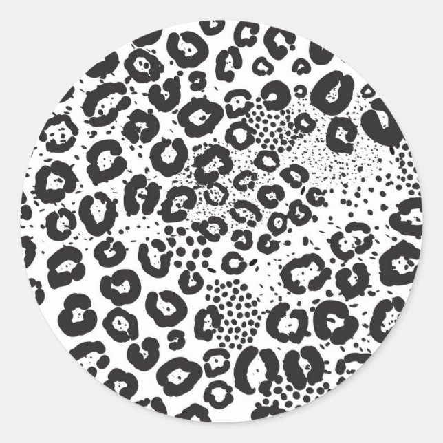 Adesivo Preto-Branco Impressão de Neve Leopardo Chita (Frente)