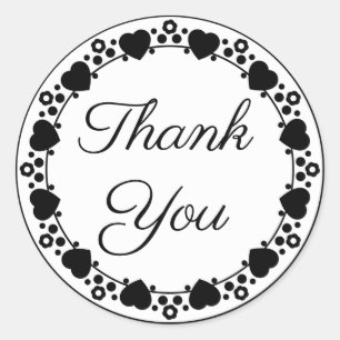 Adesivo Preto, Branco Obrigado Chá de panela de Casamento 