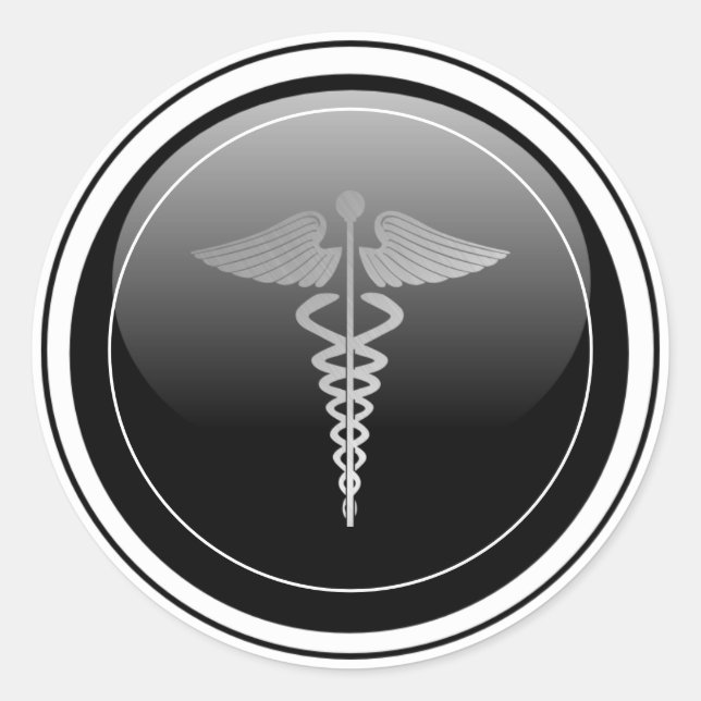 Adesivo Preto brilhante - Símbolo de Caduceus (Frente)