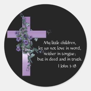 Adesivo Preto com cruz roxa & as flores roxas