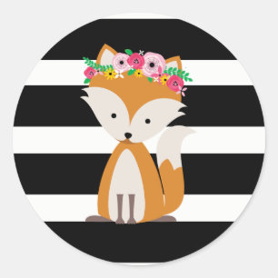 Adesivo Preto do Fox de Boho + Chá de fraldas branco da