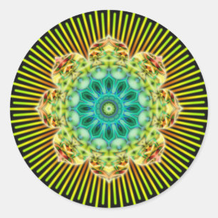 Adesivo Preto do verde amarelo da mandala