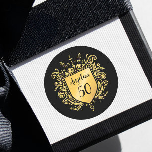Adesivo Preto Dourado Personalizado