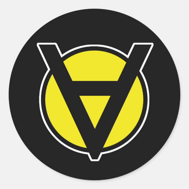 Adesivo Preto e Amarelo Cheio de Vinheta Voluntarista Ci (Frente)