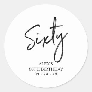 Adesivo Preto e branco 60º Festa de aniversário Favorito