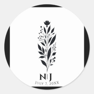 Adesivo Preto e Branco Alta Floral Moderno Vintage Casamen