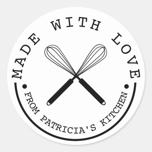 Adesivo Preto E Branco Da Cozinha Feita Com Amor (Frente)