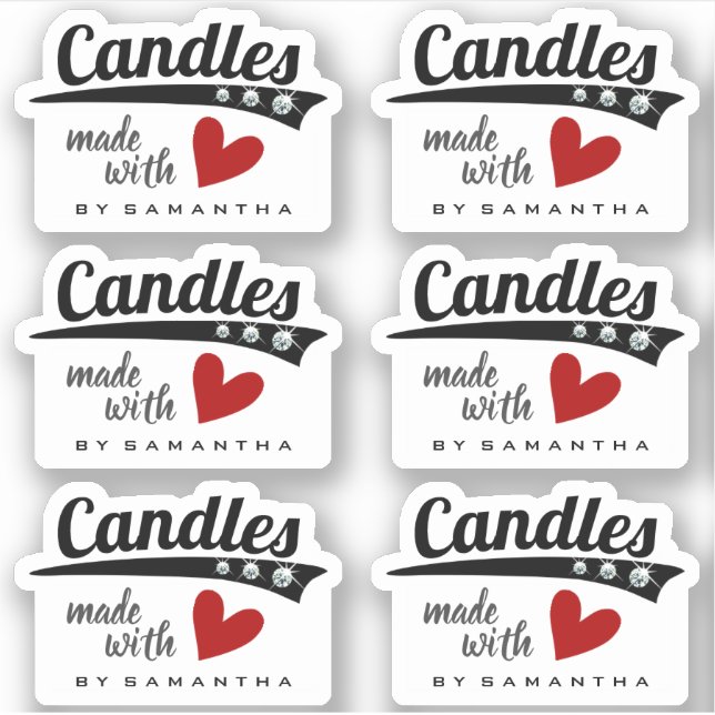 Adesivo Preto e Branco feito com velas de coração vermelho (Frente)