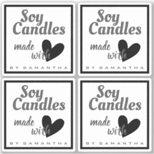 Adesivo Preto e Branco feito com velas de soja cardíaca