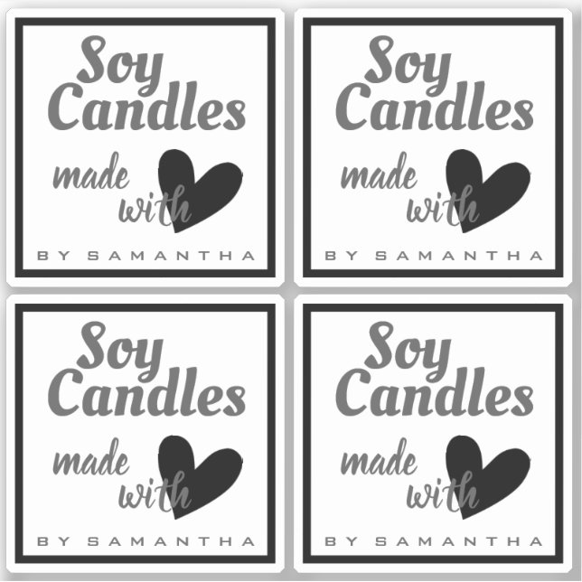 Adesivo Preto e Branco feito com velas de soja cardíaca (Frente)