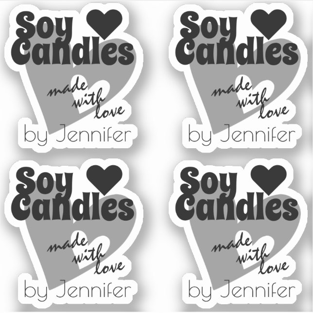 Adesivo Preto e Branco feito com velas de soja cardíaca (Frente)