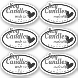 Adesivo Preto e Branco feito com velas de soja cardíaca