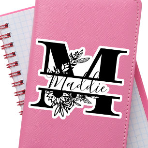 Adesivo Preto e Branco Moderno Nome Elegante "M"