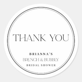 Adesivo Preto e Branco Obrigado Brunch e Bubble