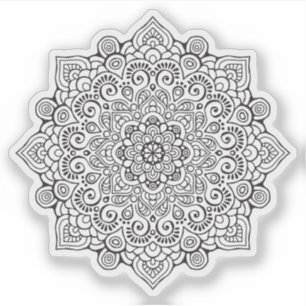Adesivo Preto e branco orgânico tirado da mandala mão