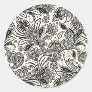 Adesivo Preto e branco paisley