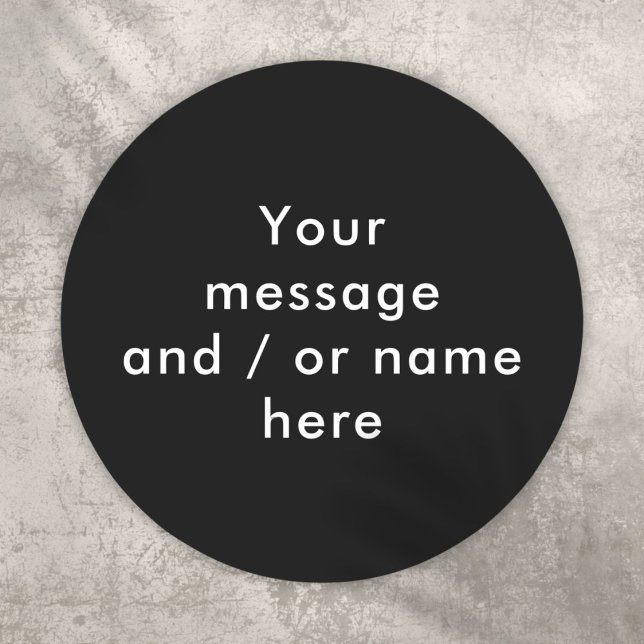 Adesivo Preto e Branco personalizados simples (Simple Personalized Black and White Classic Round Sticker)